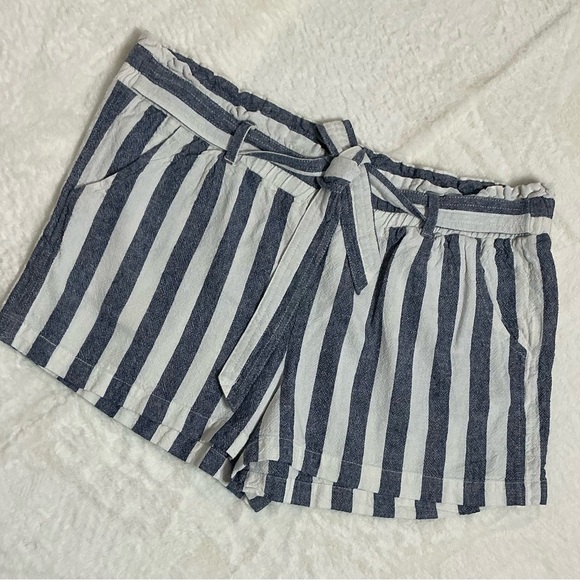Jolt High Waist Blue and White Striped Shorts - Picture 3 of 7